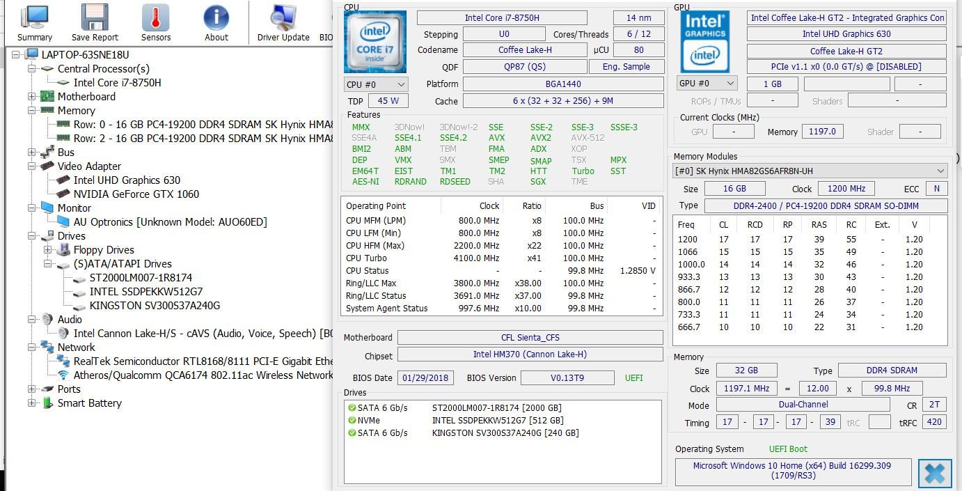 , Intel Core i7-8750H review | Specifications